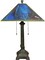 15" DIA. Metal Panel Lamp Frame & Base, Dark Bronze Finish with Gold Highlights, Nicely Weighted, 25" Tall